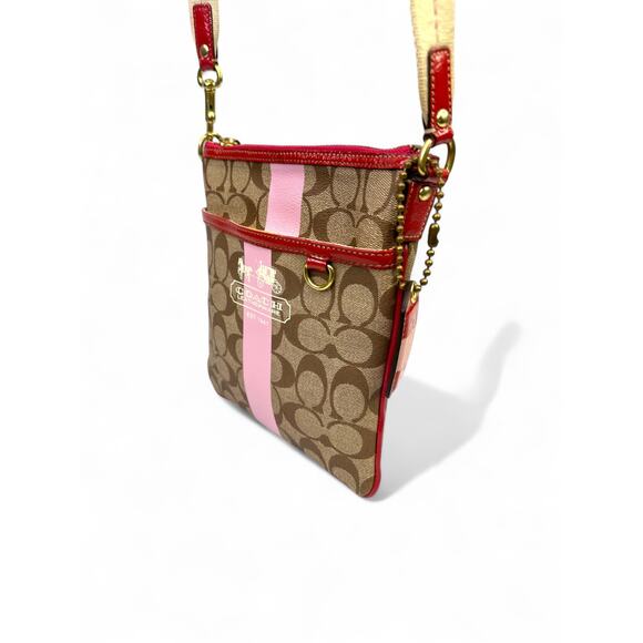 Coach Signature 2007 Pink Stripe Swingpack Crossbody Bag - Picture 12 of 16